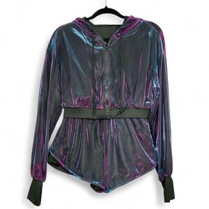 Shimmering Multicolor Zippet Hoodie & Short Set